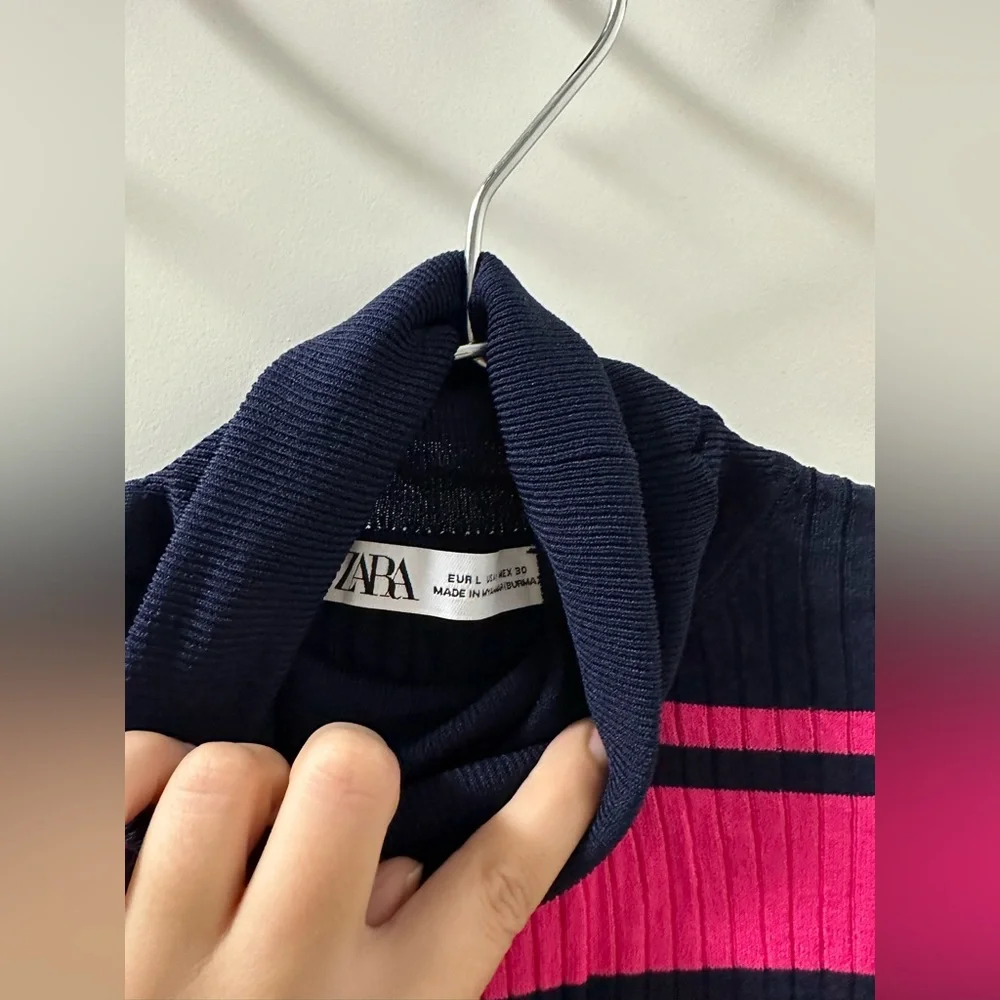 Zara striped ribbed knit sweater-size L - Picture 7 of 8
